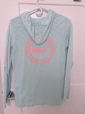 Vineyard Vines Aqua Lightweight Hooded Long Sleeve Tee